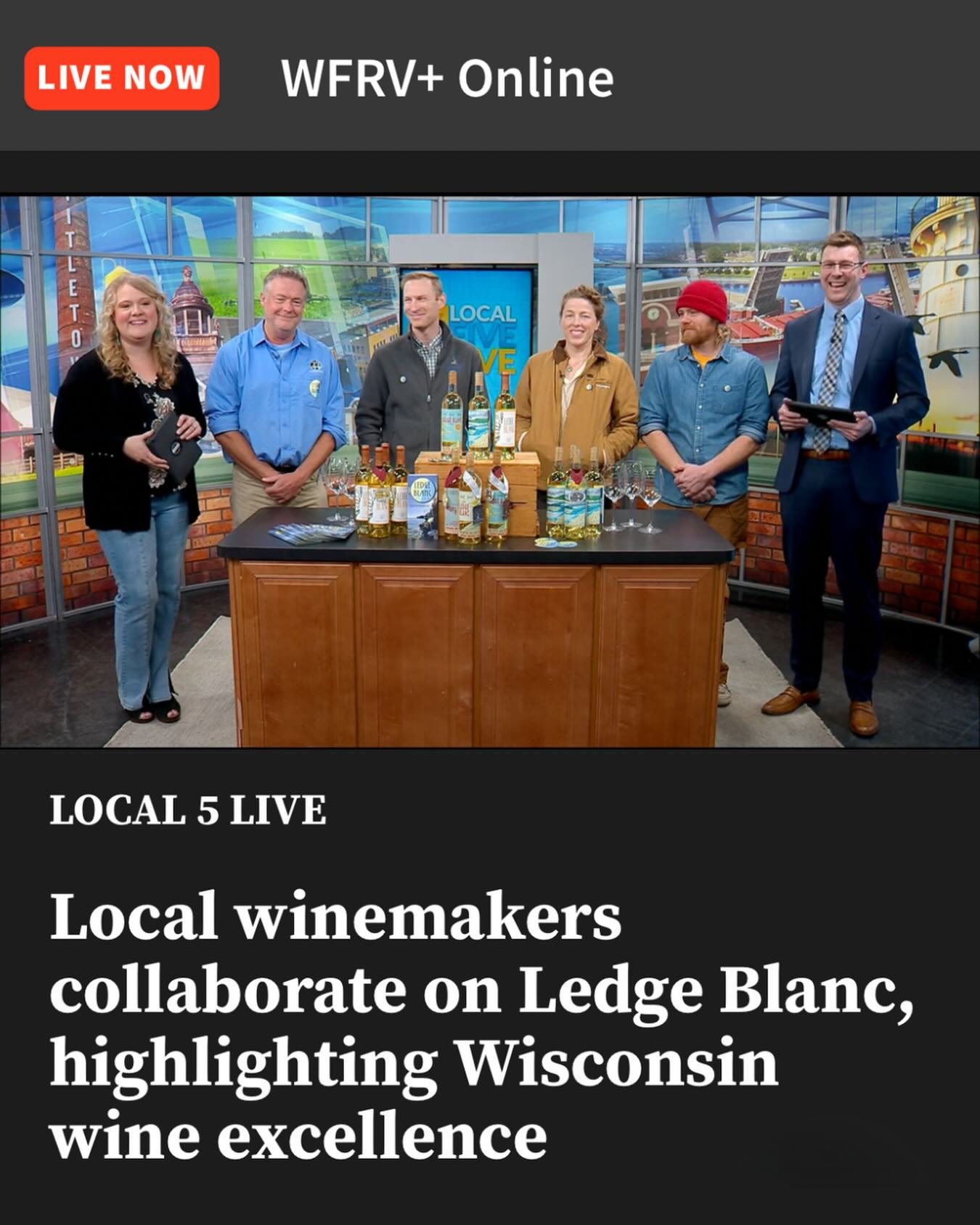 ICYMI 📺 Here&rsquo;s the first of a special 7-week series featuring Ledge Blanc founders Anchored Roots, Mixed Meadia, and Parallel 44 discussing the concept of a regional wine. 🗺️

➡️ Tune in to Local 5 Live on WFRV or on the free WFRV+ app every 