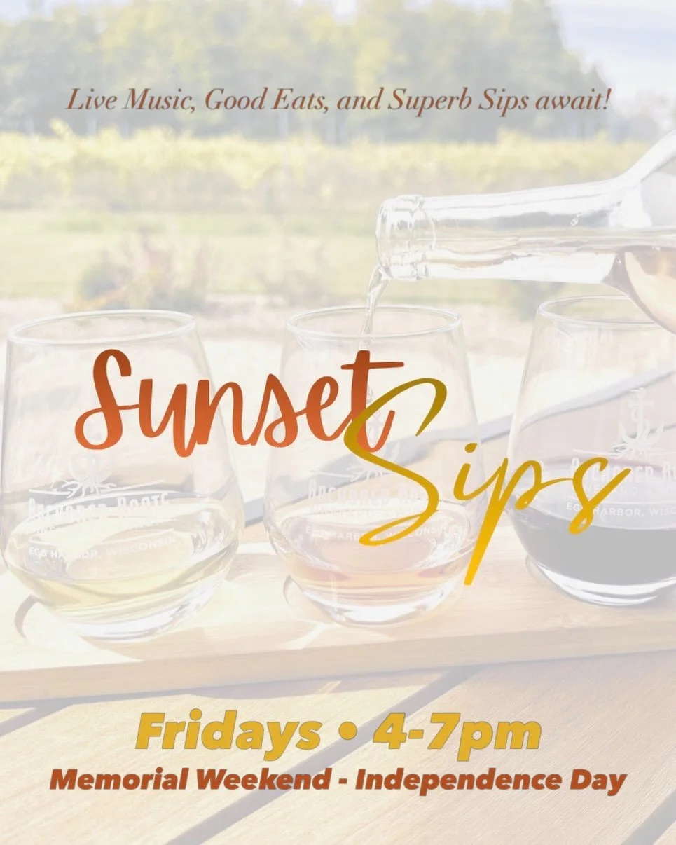 Sunset Sips &bull; Live Music, Good Eats &amp; Superb Sips await!
🌅 Fridays 4-7p

5/29 
🎵 Jacob Fannin | @jacobfannin 
🍴 Kickin Ash BBQ

6/5
🎵 Julien Kozak | @julienkozak 
🍴 TBD

6/12 
🎵 Erin Krebs Duo | @krebsiediva 
🍴 The Wandering Table | @