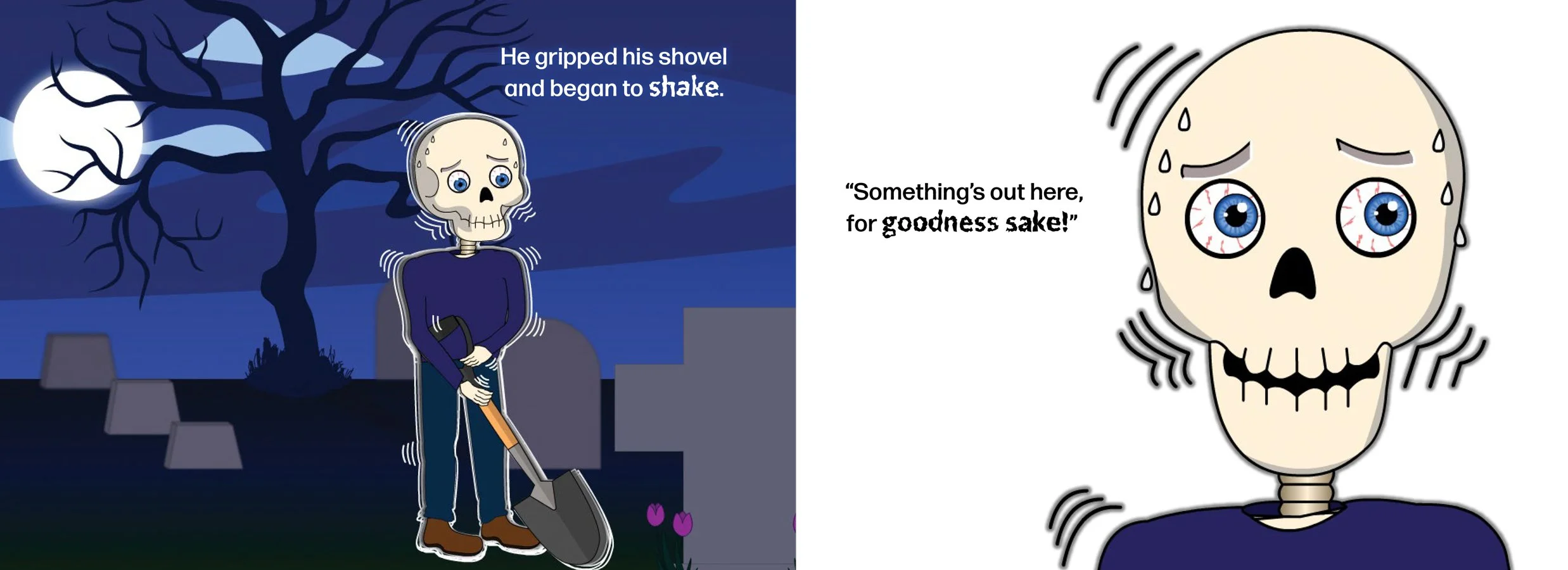 Emphasized lines were used to show the skeleton trembling