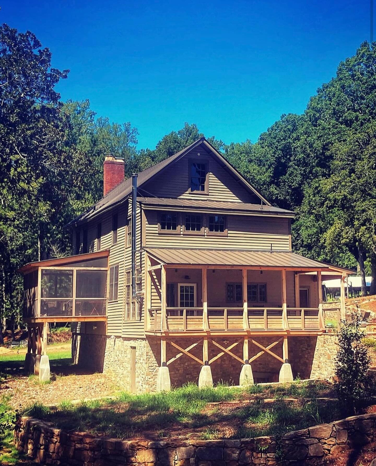 Can you use lumber derived from your own land to renovate your home? You betcha. 

This beautiful historic home, which was the old Morrow Mill, needed 12x12 beams to be elevated and historically restored. We milled the lumber from big pines on the pr