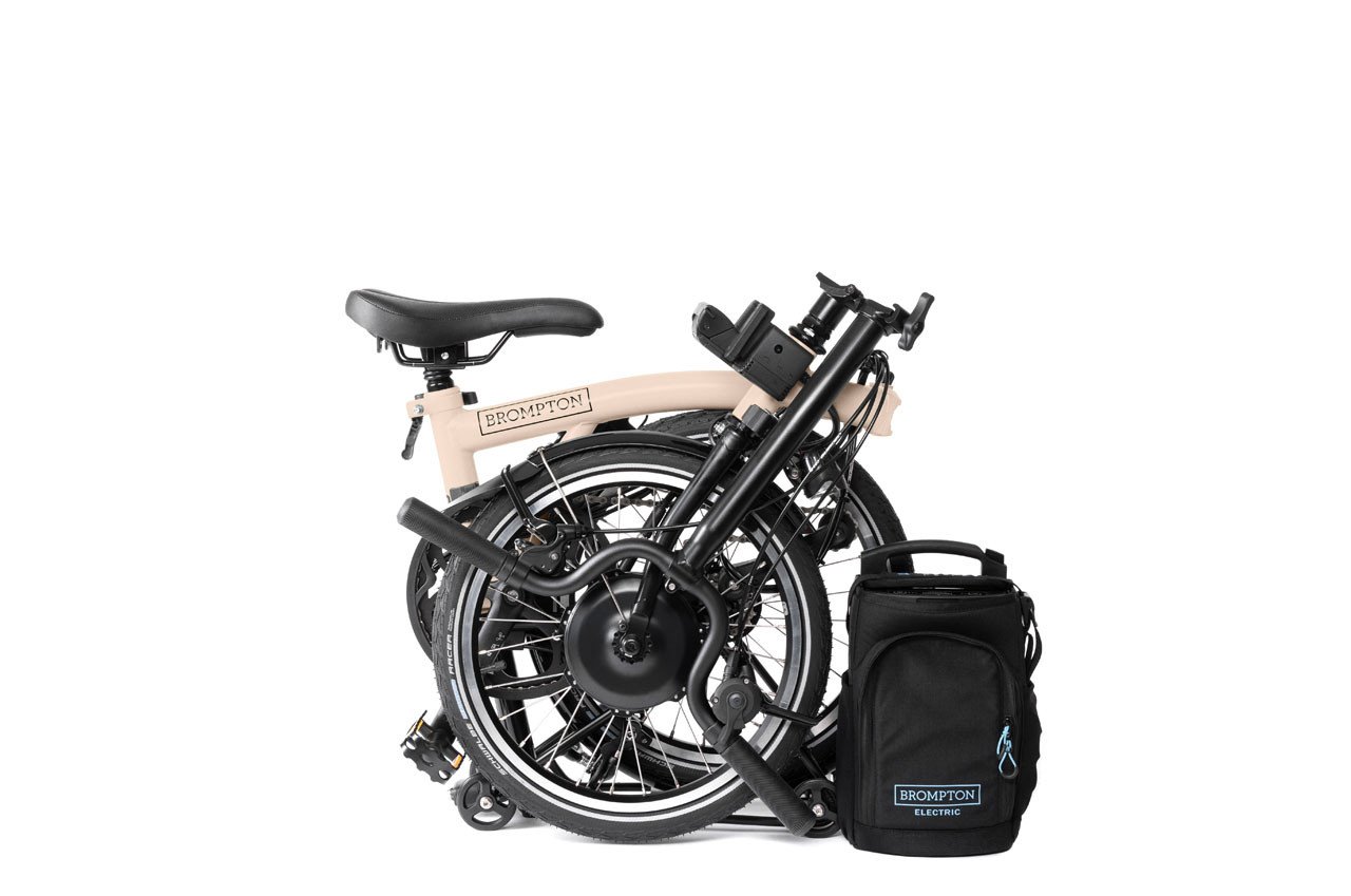Brompton H4L Electric C Line Folding Bike in Dune Sand