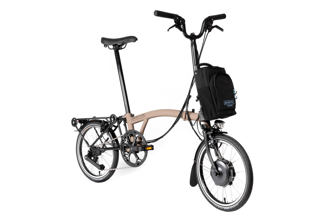 Brompton H4L Electric C Line Folding Bike in Dune Sand