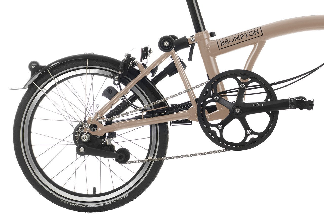 Brompton C Line Explore H6R Folding Bike in Dune Sand with Rear Rack