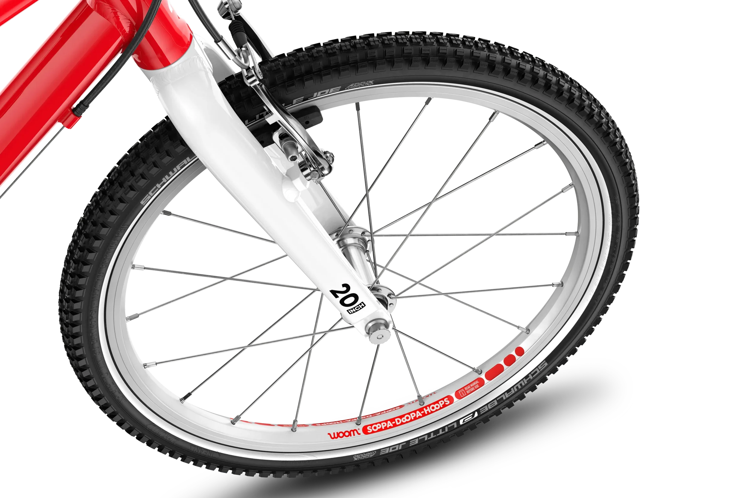 Woom Go 4 Red kids Wheel on the white background.