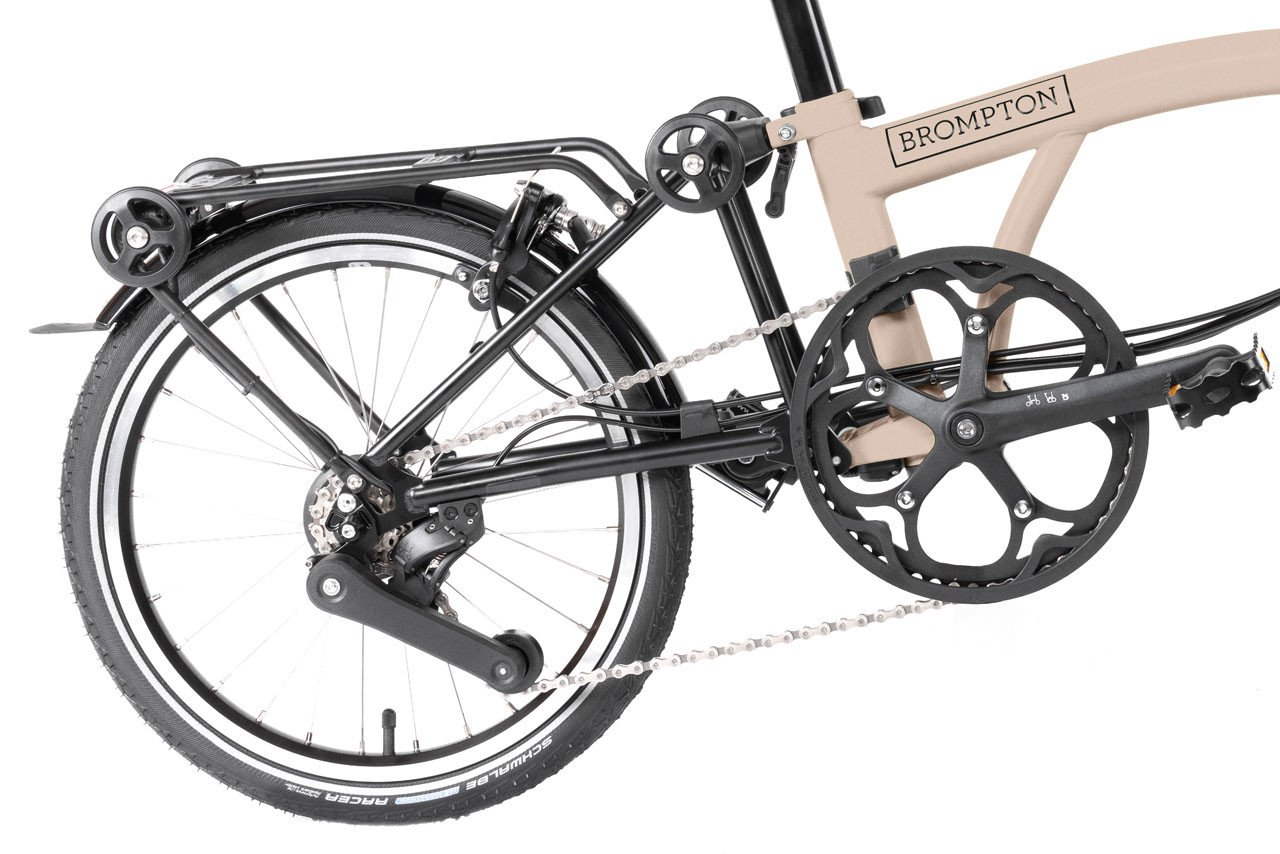 Brompton H4L Electric C Line Folding Bike in Dune Sand