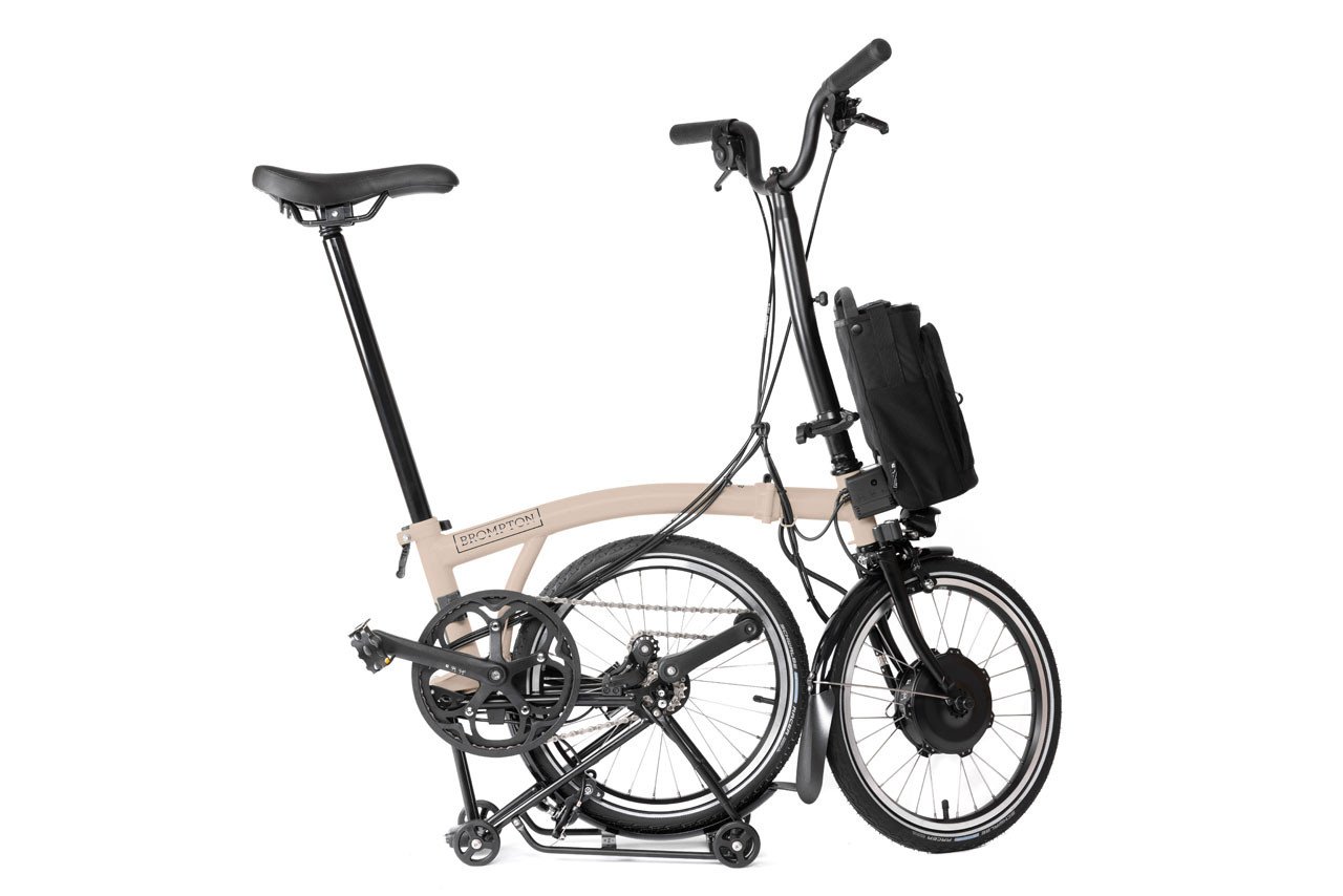 Brompton H4L Electric C Line Folding Bike in Dune Sand