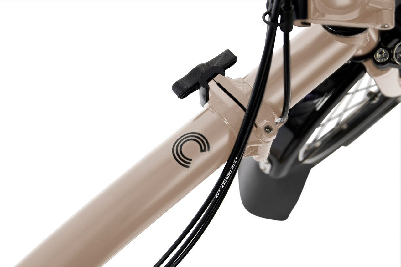 Brompton C Line Explore H6R Folding Bike in Dune Sand with Rear Rack
