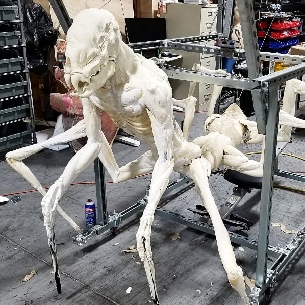 This is a work in progress shot of the prototype fabrication for the humanoid spider semi-animatronic / puppeteered character debuted at @evermorepark.  It was intended to represent a human that is anguished over being turned into this creature. 
-
I
