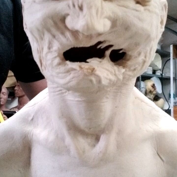 Now that @deadstreamfilm is set to be released on @shudder, I can finally share some #bts of the project. This is the skin and some of the inner peices for the puppet head of the Mildred character for the final showdown. Without giving too much away,