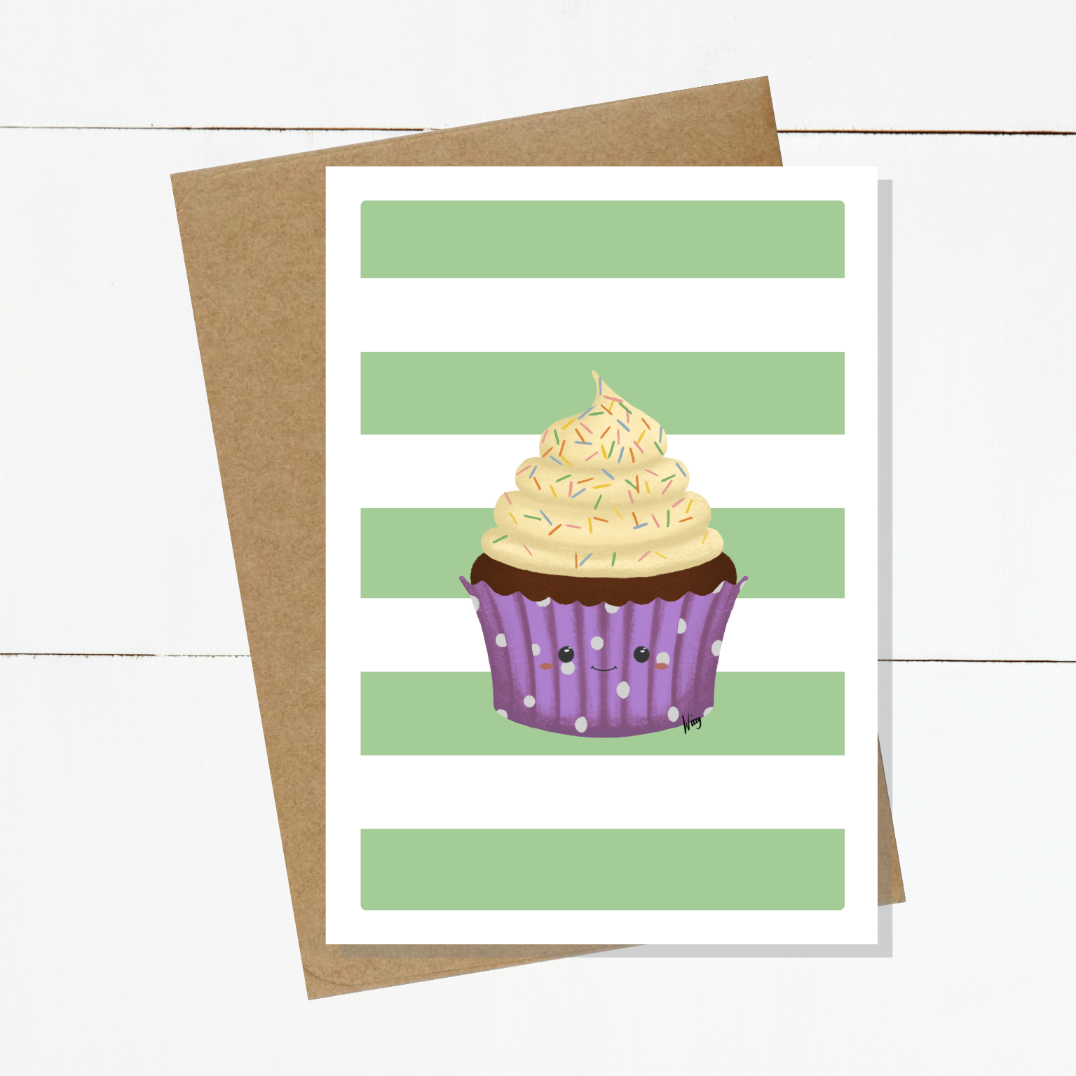 Cara Cupcake Striped Card
