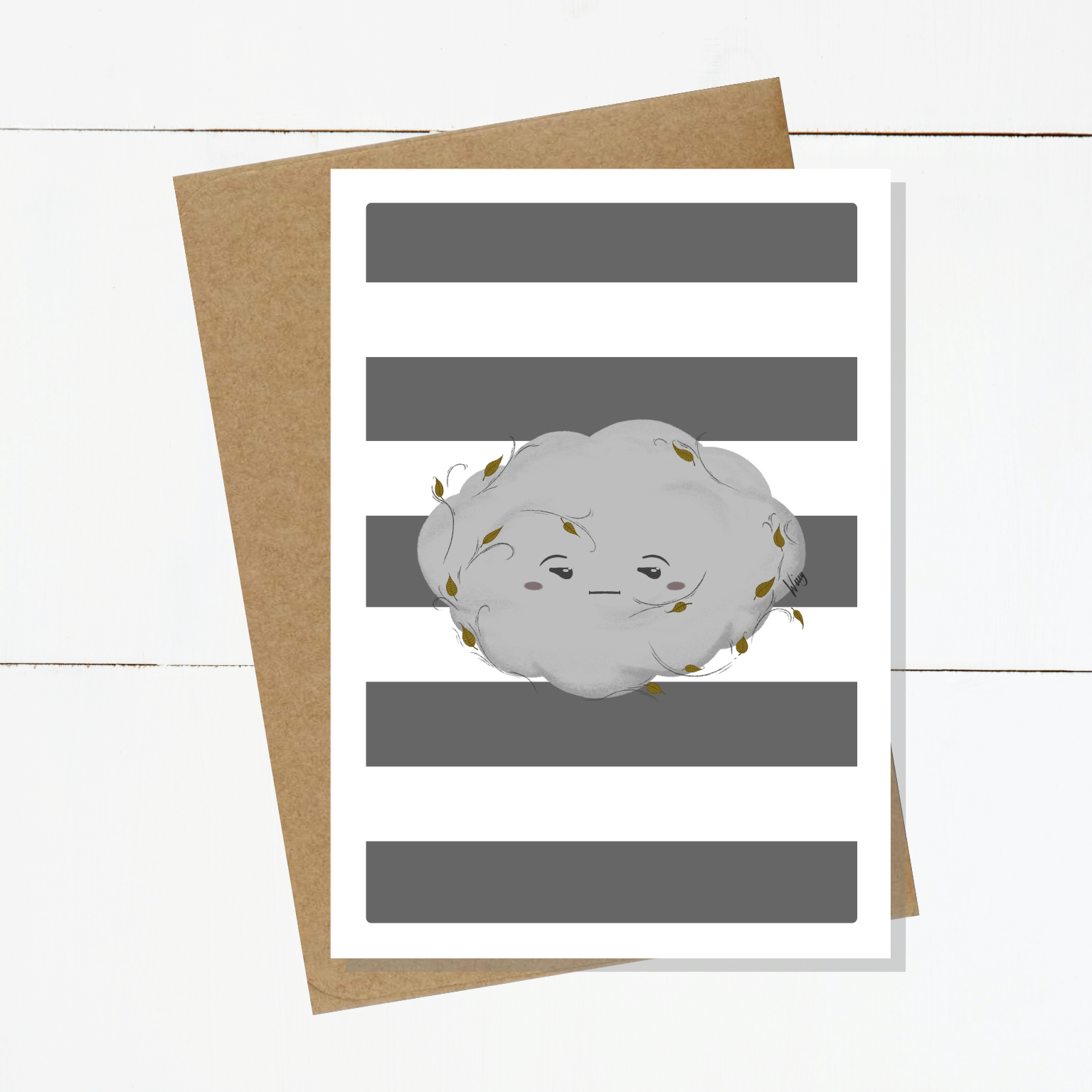 Bill The Blustery Cloud Striped Card