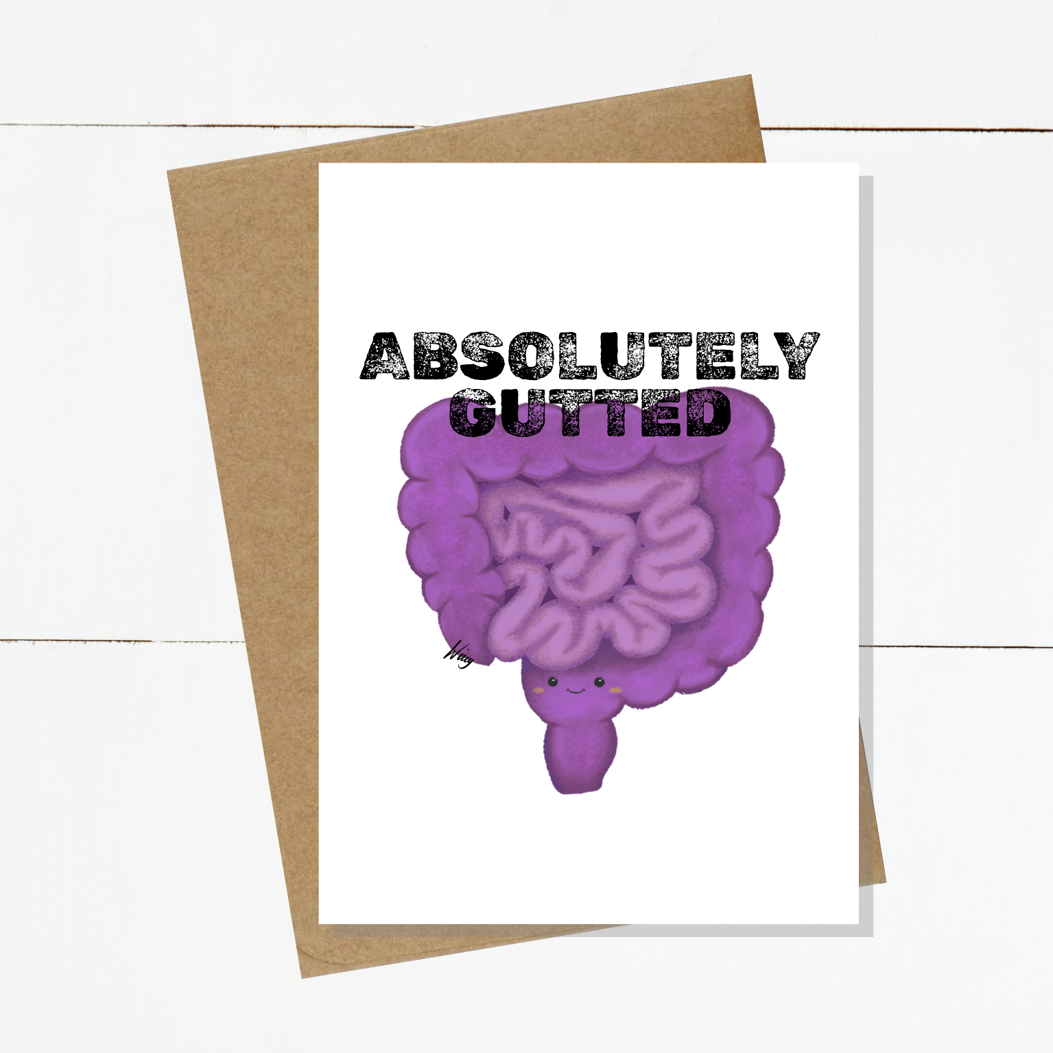 W&C Card Poster on wood - Gus ABSOLUTELY GUTTED exp.png