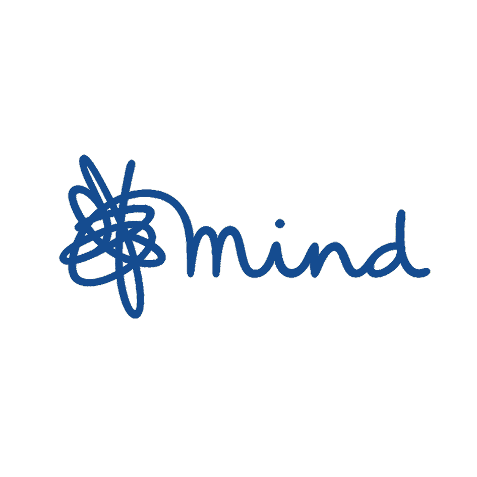 A white background with a blue scribble and the word 'Mind' written in blue cursive.