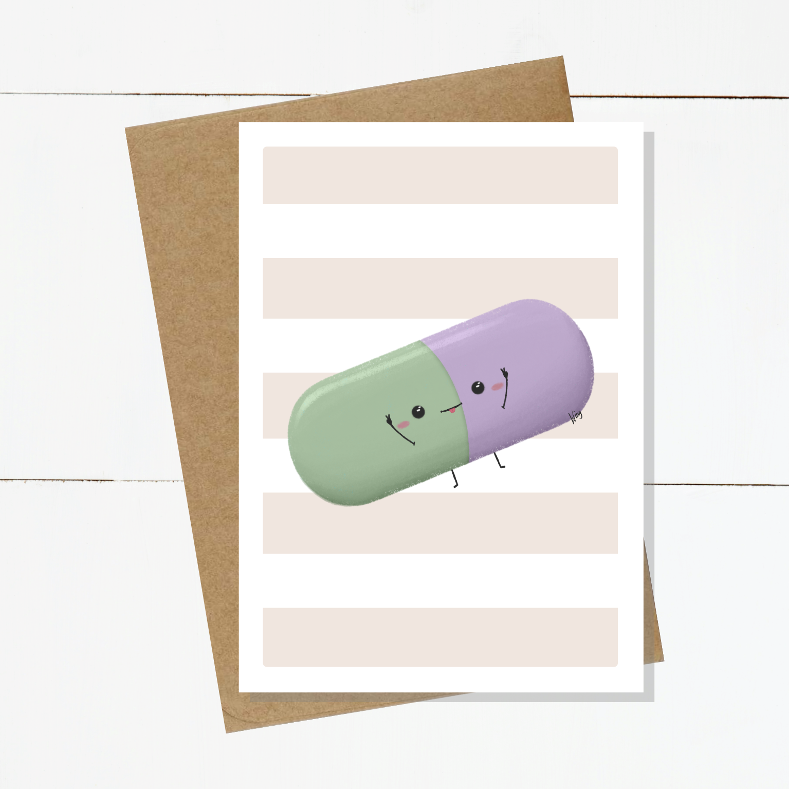 Lizzy Pill Striped Card