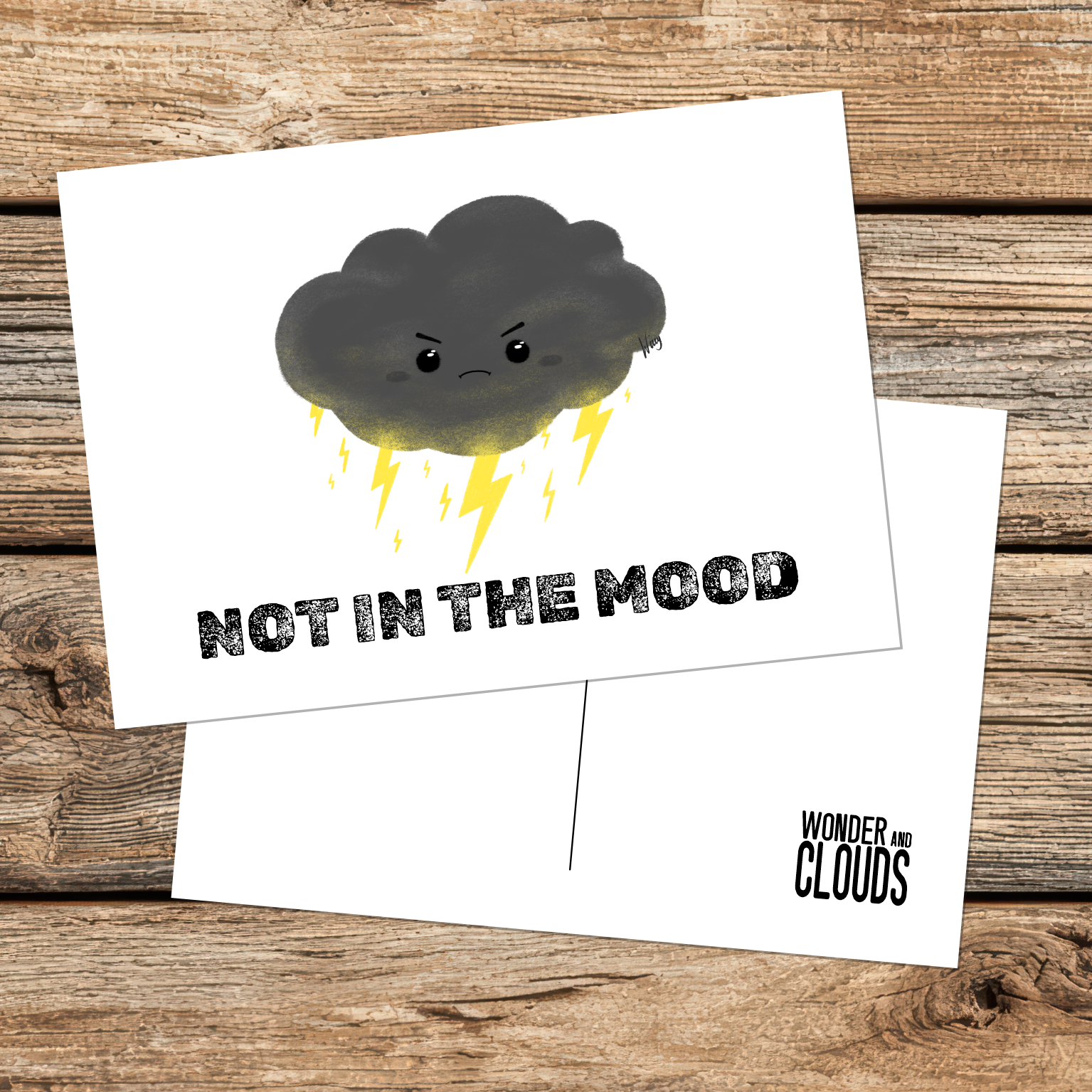 Angus The Angry Cloud Thunder Postcard Print - NOT IN THE MOOD