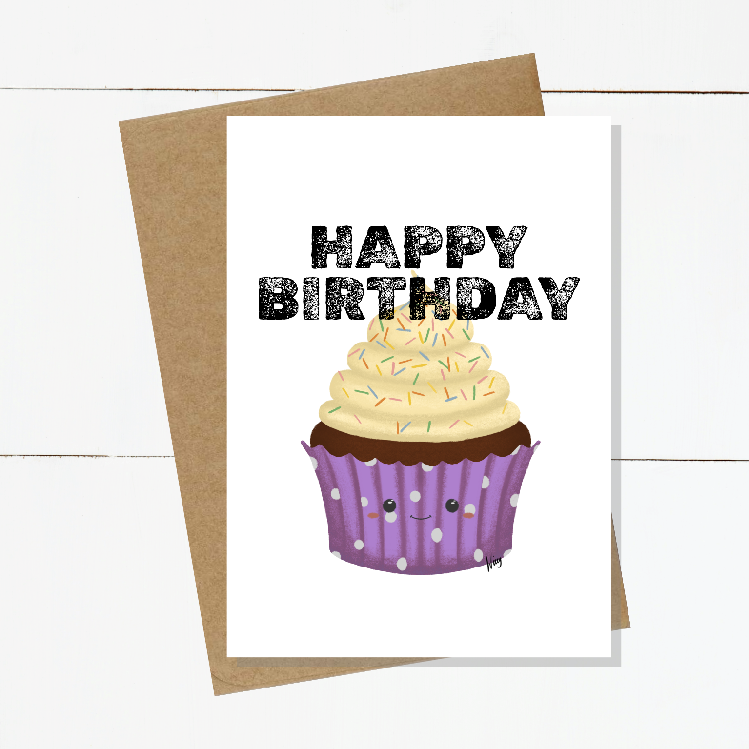 Cara Cupcake Card - HAPPY BIRTHDAY