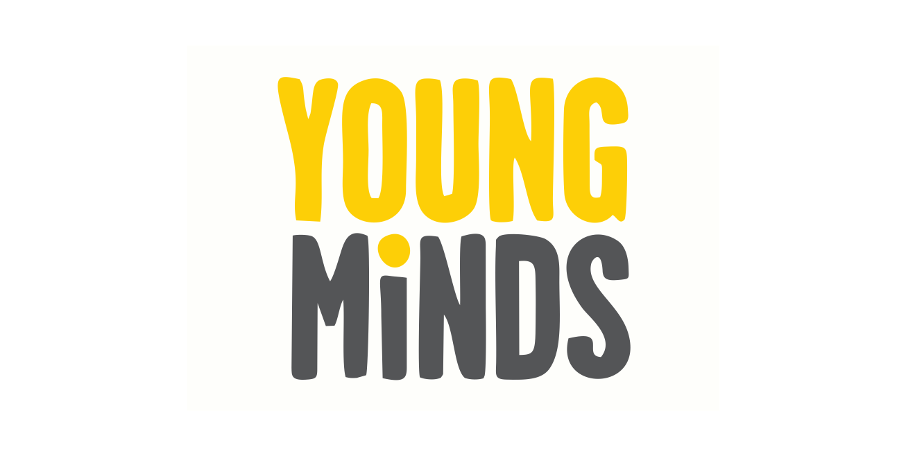 Text that reads "YOUNG MINDS" in large yellow and gray letters.