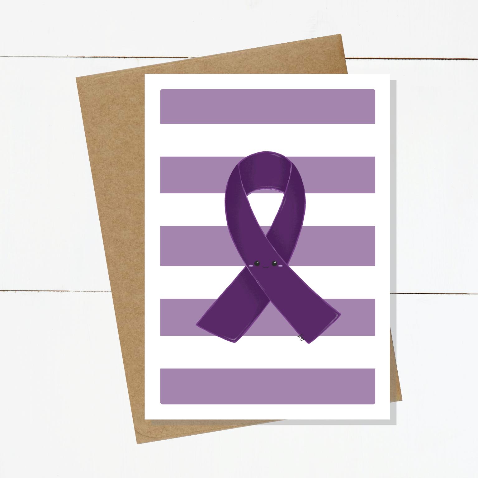 Pru The Purple Ribbon Striped Card
