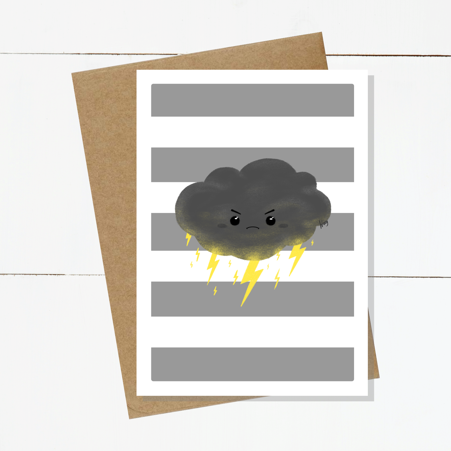 Angus The Angry Cloud Striped Card