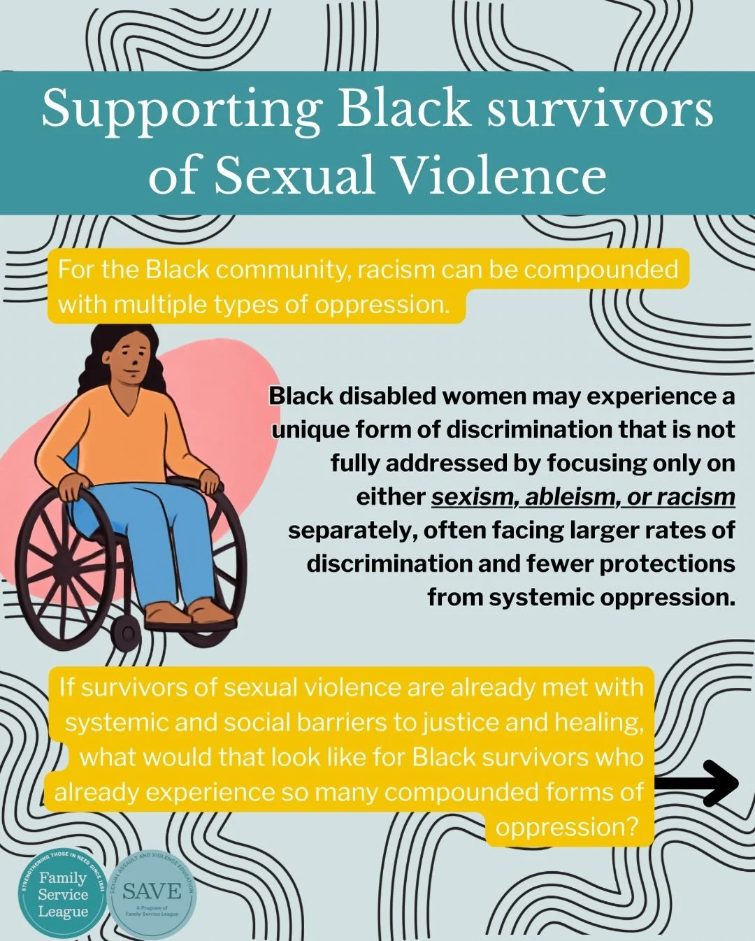 Do you know how to support Black survivors/victims of sexual violence in your community?
- Educate yourself on the barriers that exist for justice in your township
- Become familiar with the protective factors already in place
- Spread Awareness!
Sys