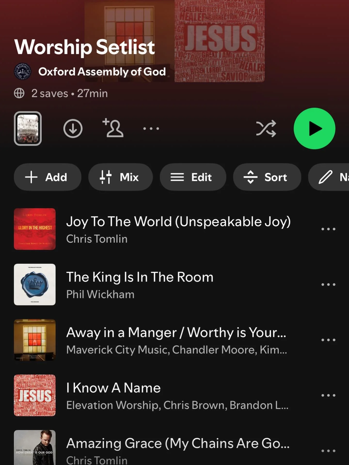 Sunday setlist. Let&rsquo;s get ready to worship into the Presence of the Lord! See you Sunday! 
Listen at https://oag.church/worship