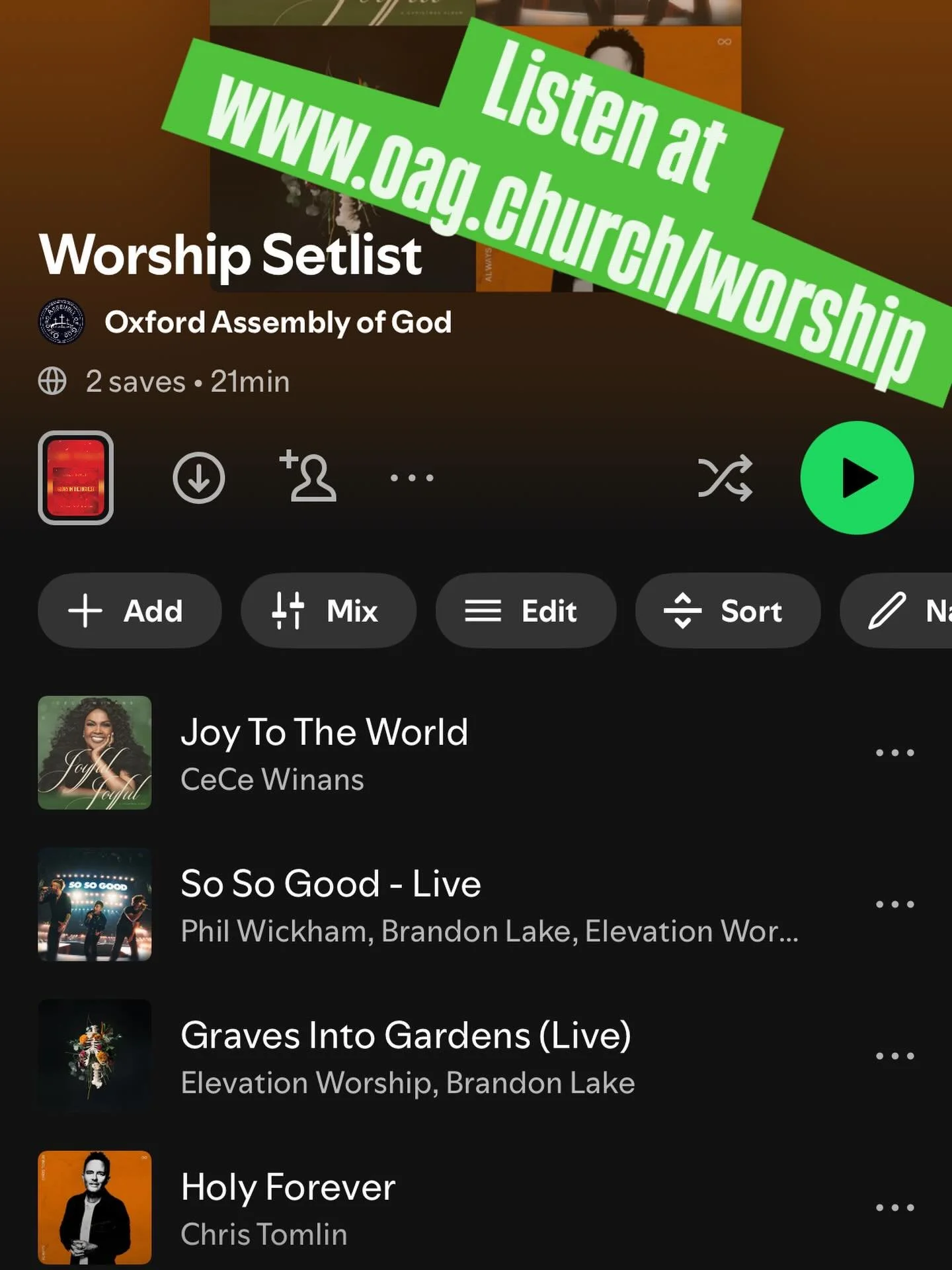 The worship setlist for December 21st! Come with hearts ready!