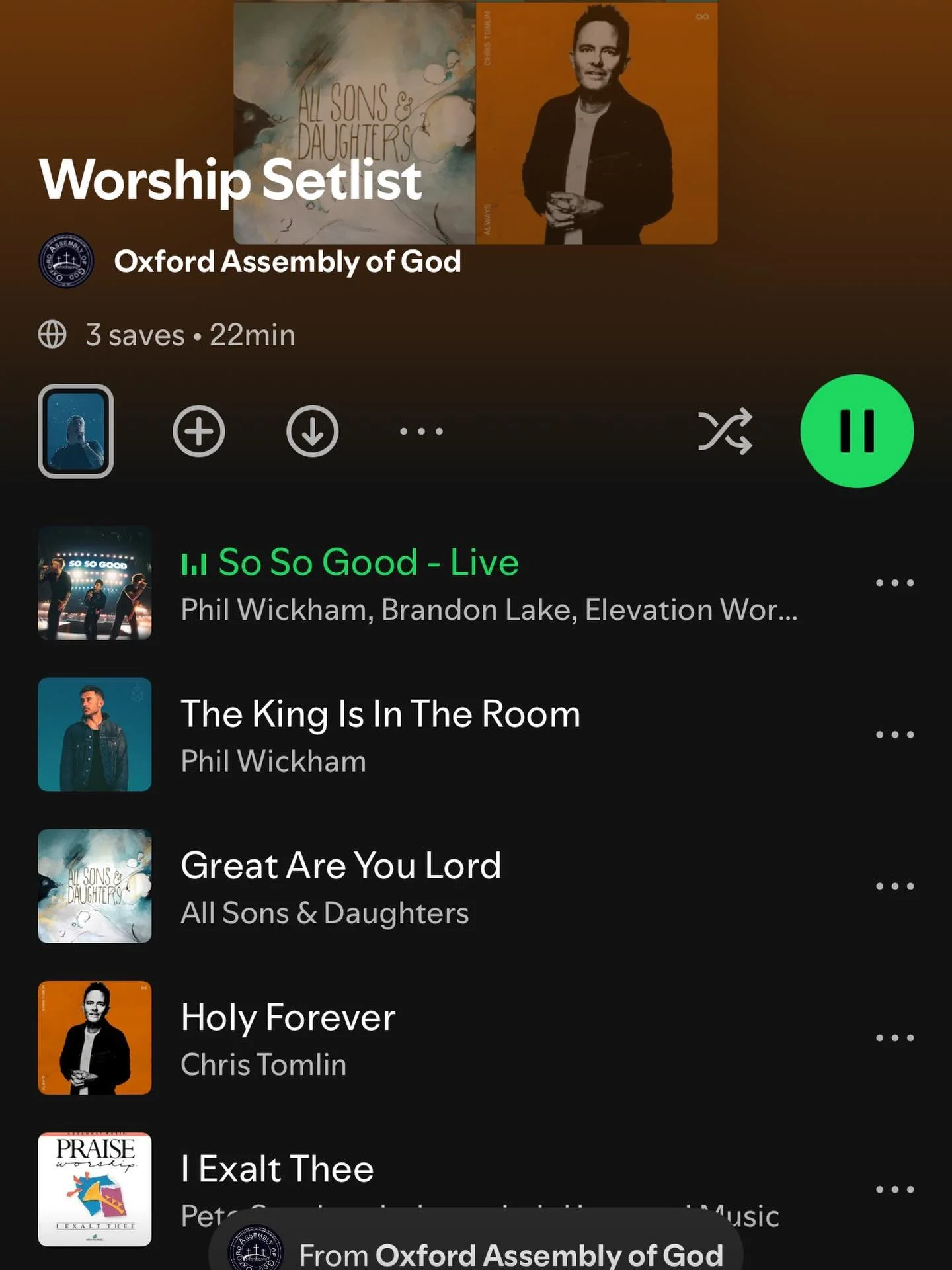 Sunday&rsquo;s in the way! Here&rsquo;s the worship setlist. Let&rsquo;s get ready to worship! Listen at https://oag.church/worship