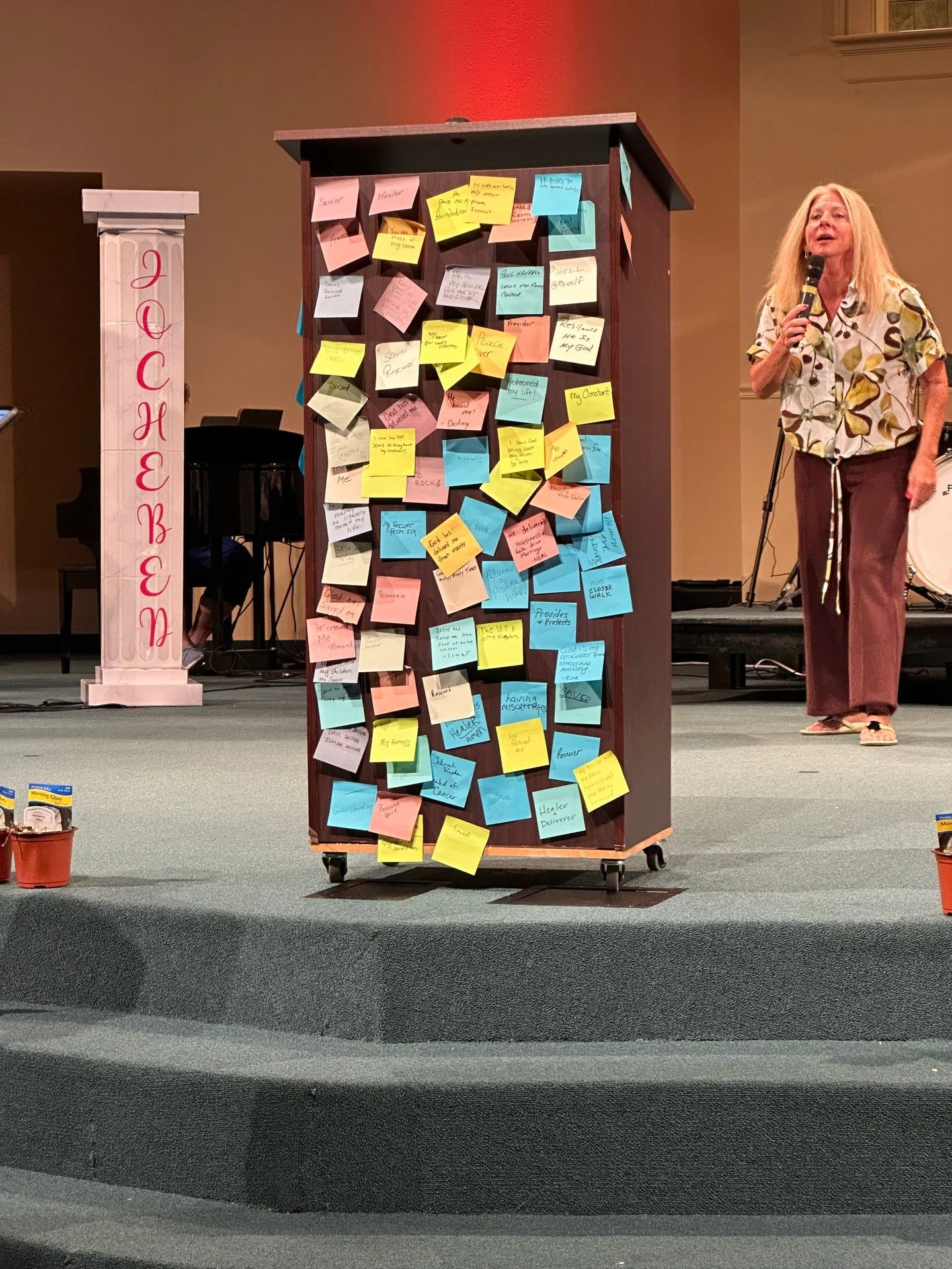 "A wall of remembrance" is what Pastor Tom called it. Our Wednesday evening crowds aren't large. But when PT asked us to write down what God is to us or what He's done for us, this was the response. 🔥 Wow.
