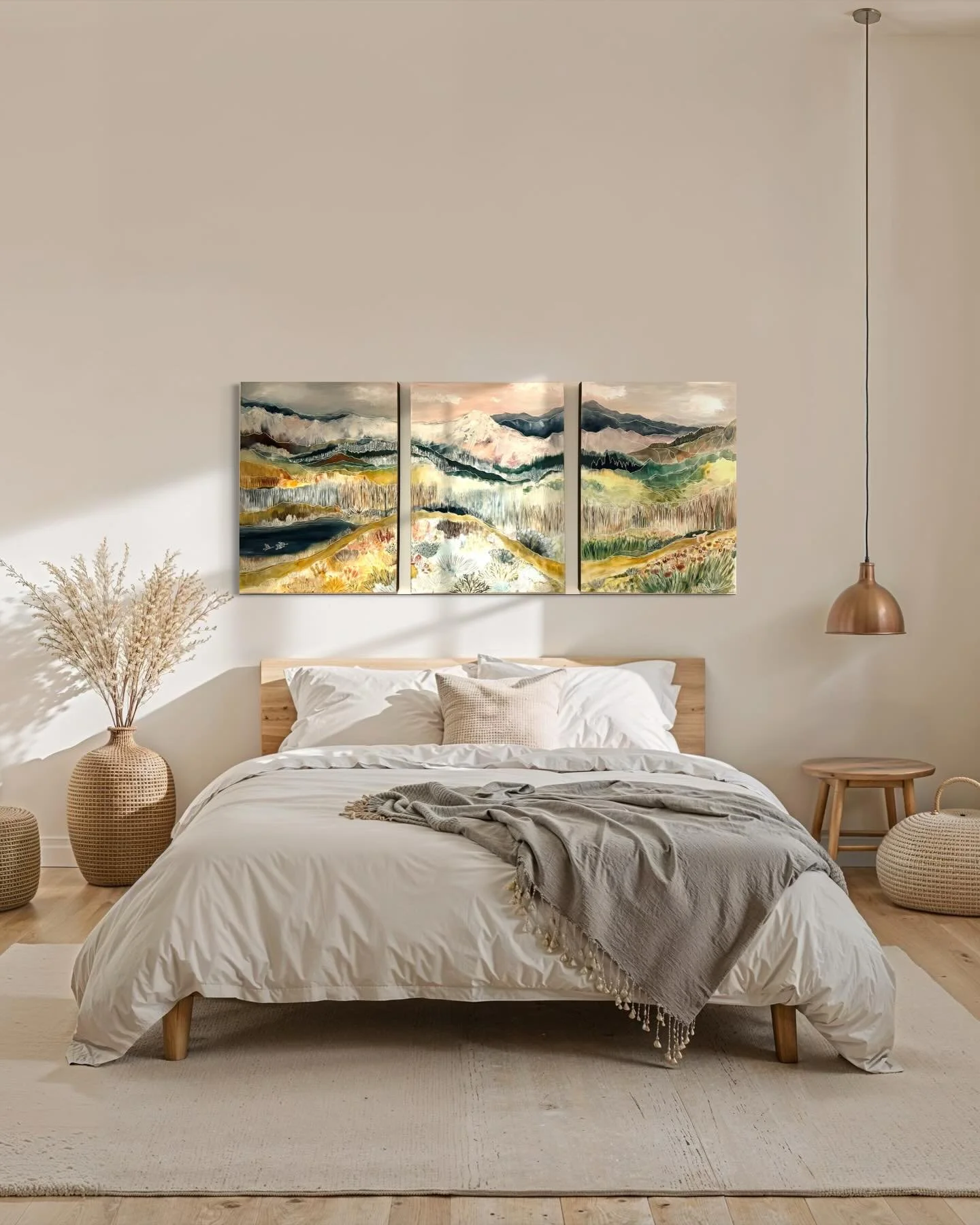 I think art can really make a case for being the anchor instead of the headboard. What do you think? 

#coloradoart #contemporaryspaces #bedroominterior #interiordesign #triptych