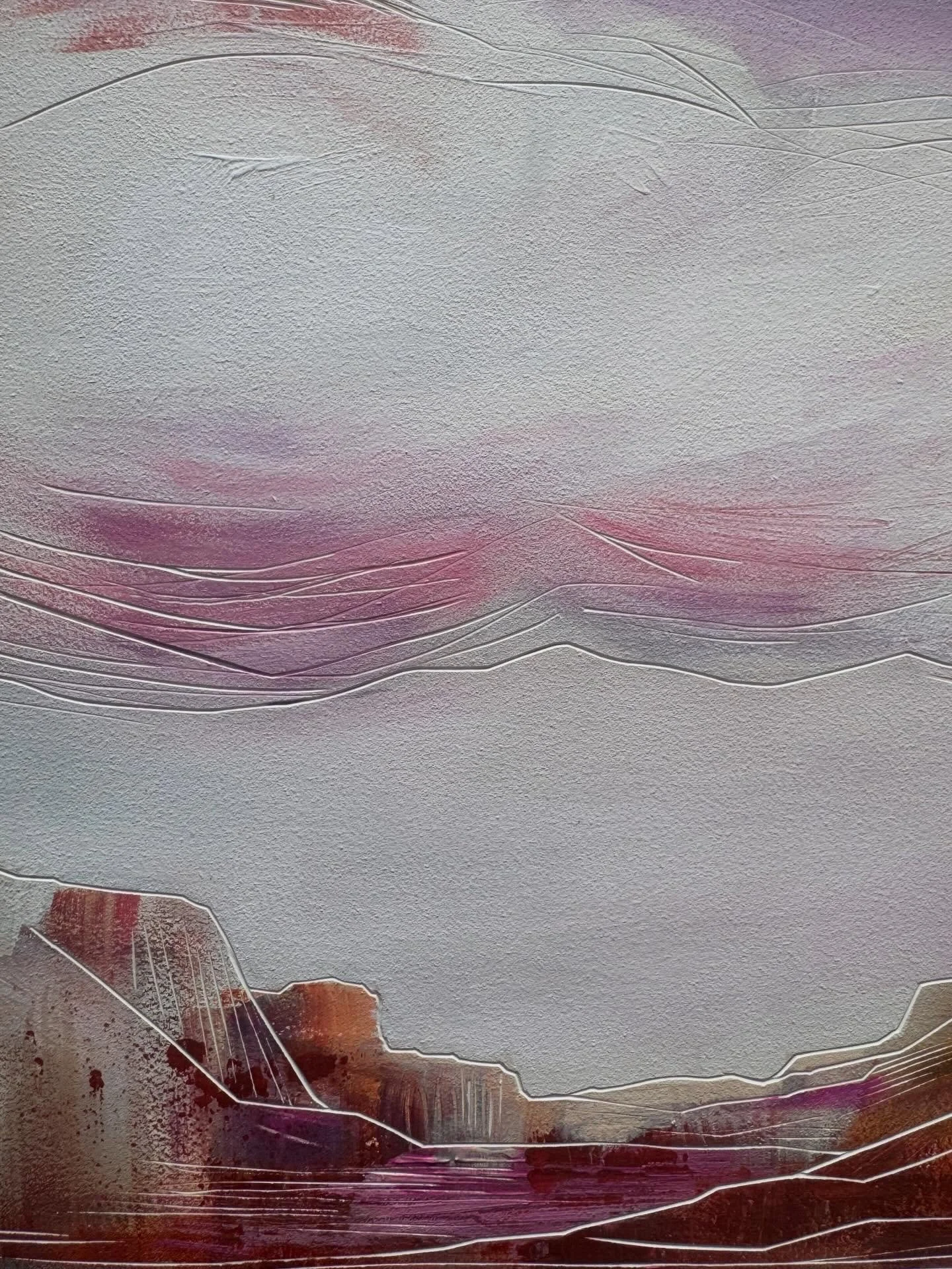 Fresh off the easel. Close-up details from a commission I recently finished. The paint goes down first, loose and organic. Then I carve back in with wood tools and the linework brings it all into focus. 

Commissions are open for a few more weeks bef
