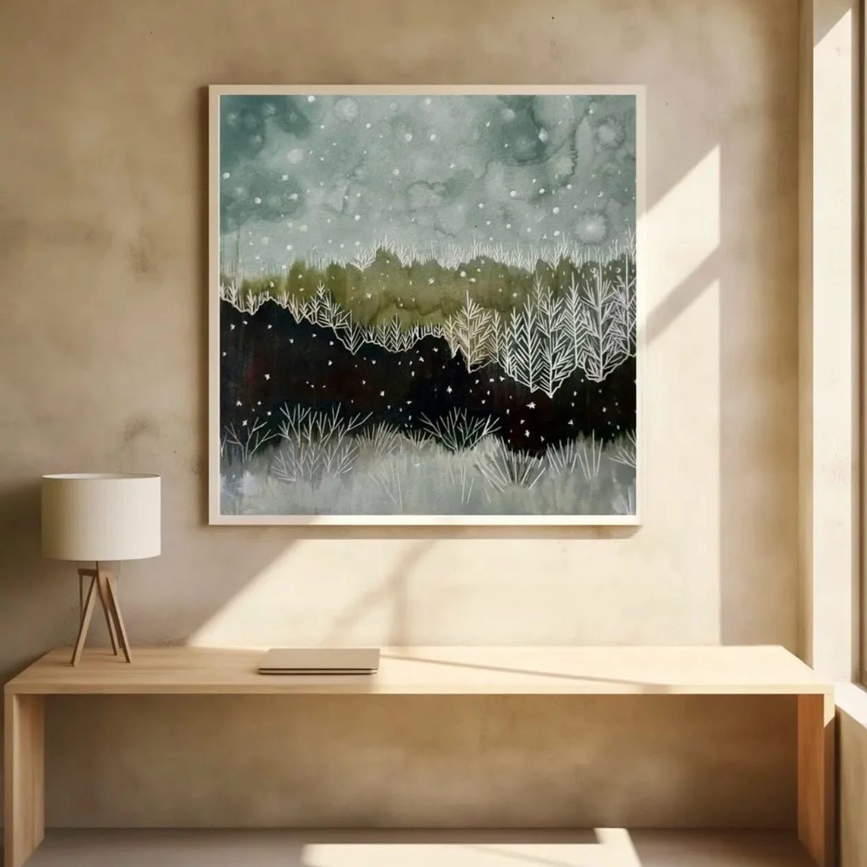 It is snowing in Denver today. May 6! Kids home from school for the first time this winter (spring!?) and honestly this painting feels about right for today.

Available as a fine art print or canvas reproduction. Happy to help find the right size for