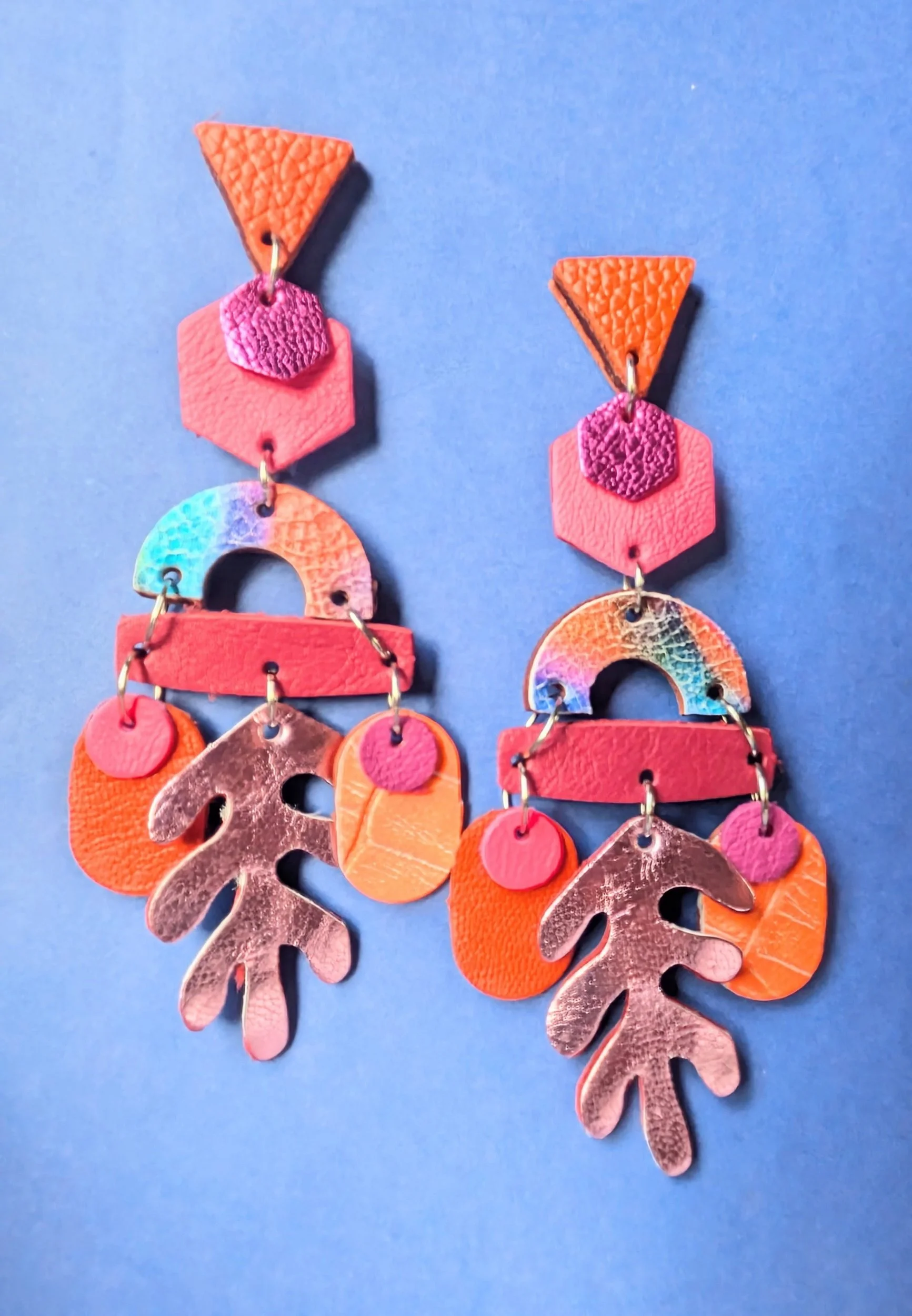 Atlantis Statement Earrings - Orange & Pink