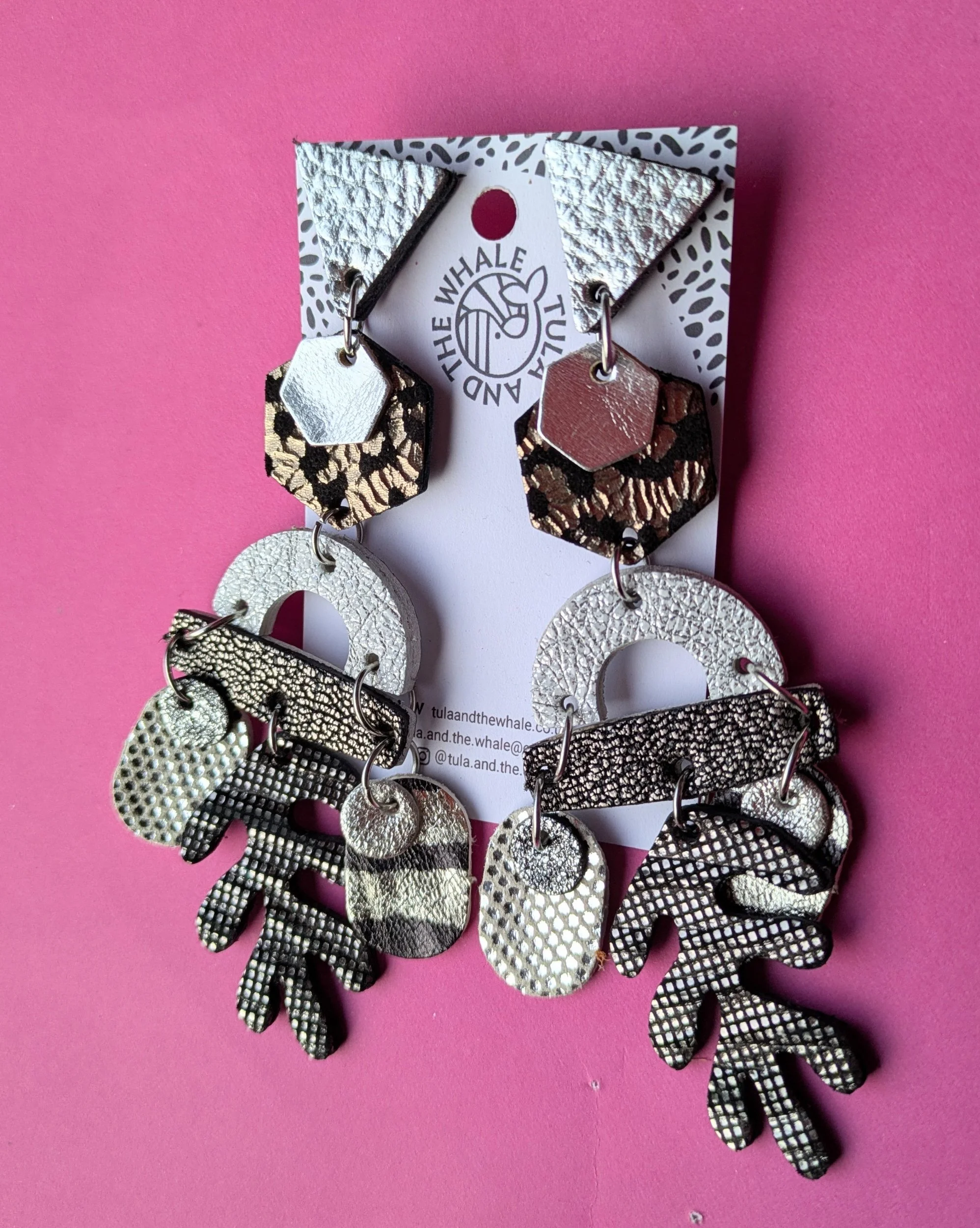 Atlantis Statement Earrings - Silver & Black