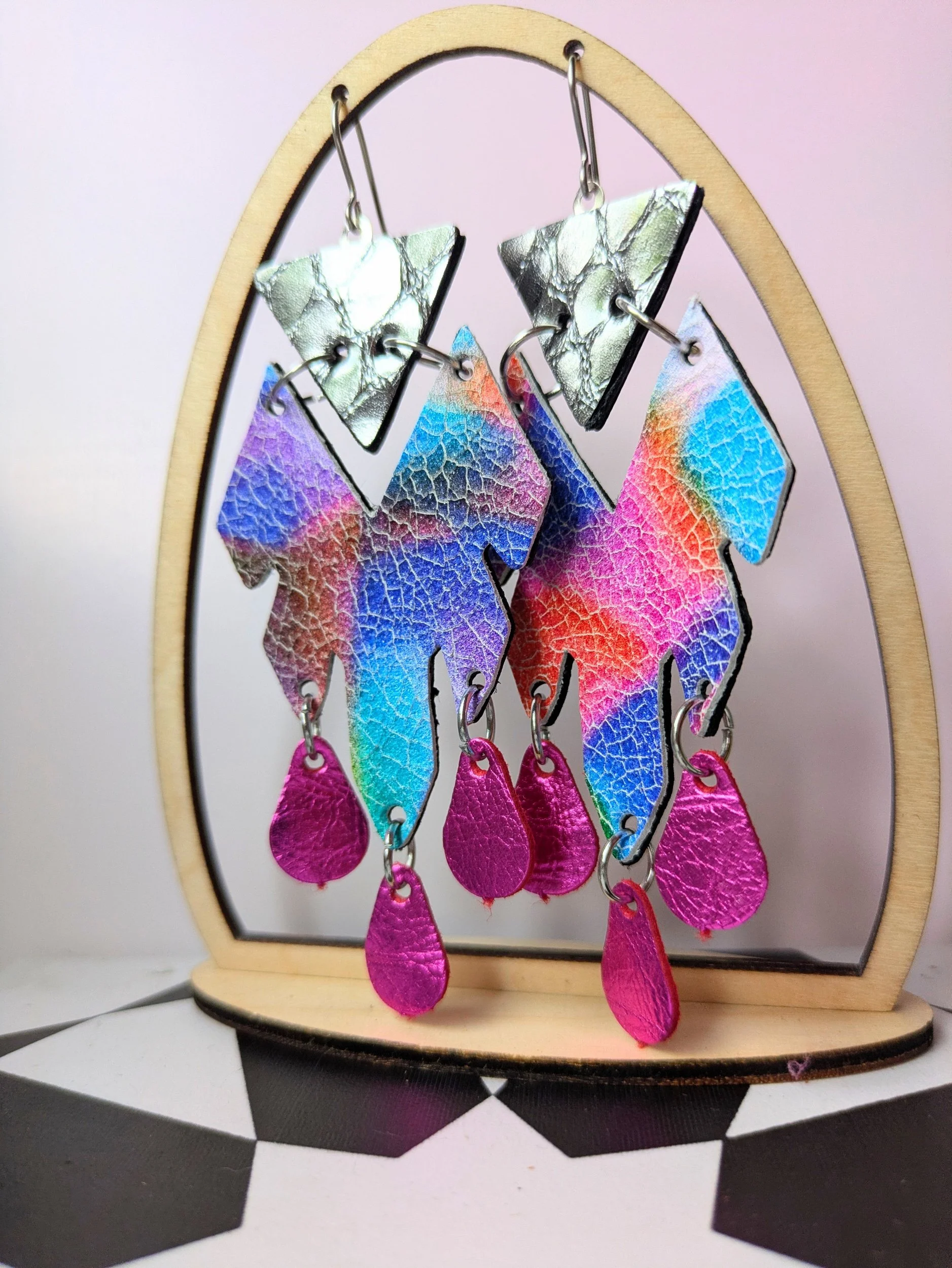 Arrow Head Earrings - Pink & Purple