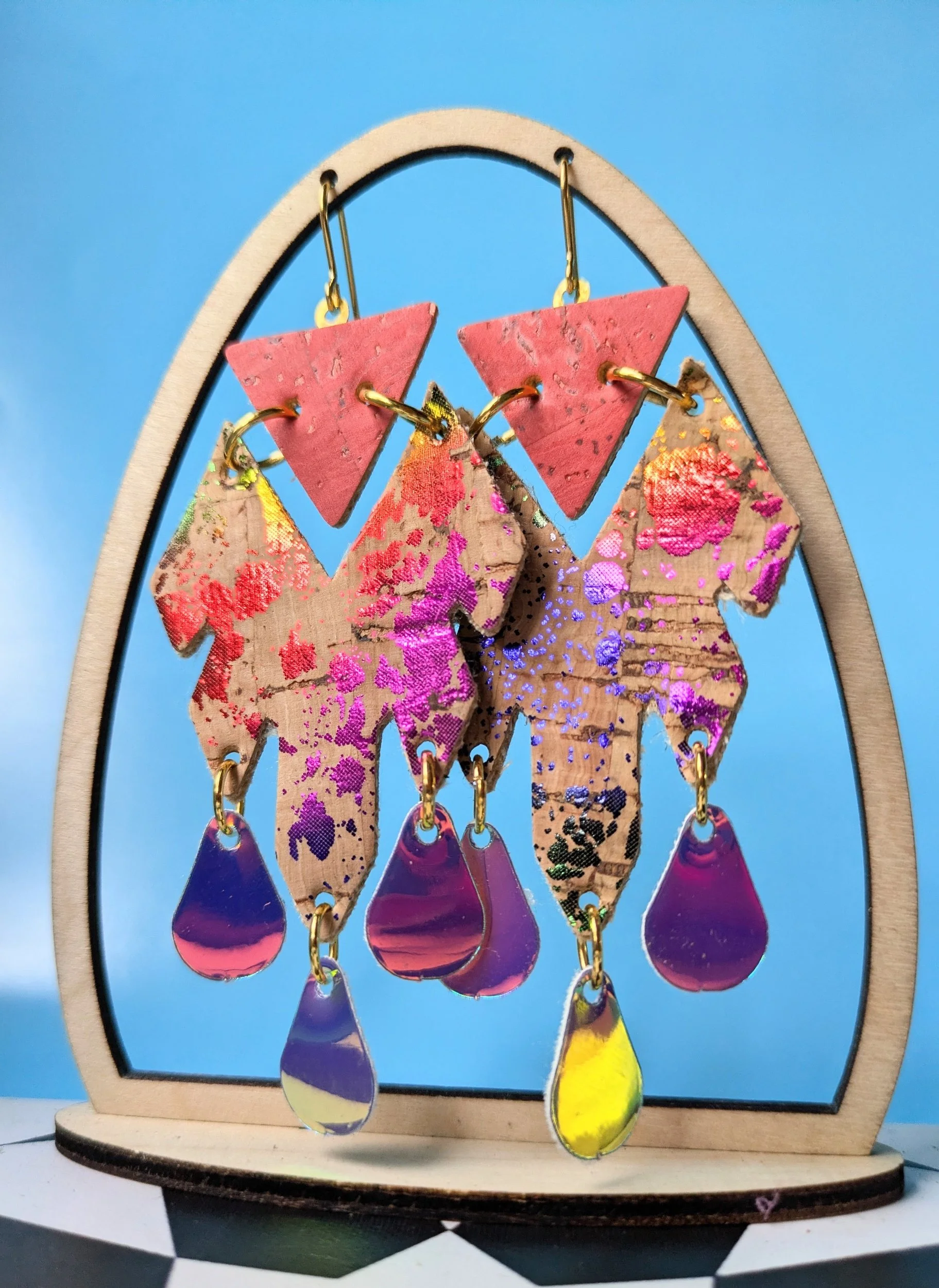 Arrow Head Rainbow Vegan Earrings