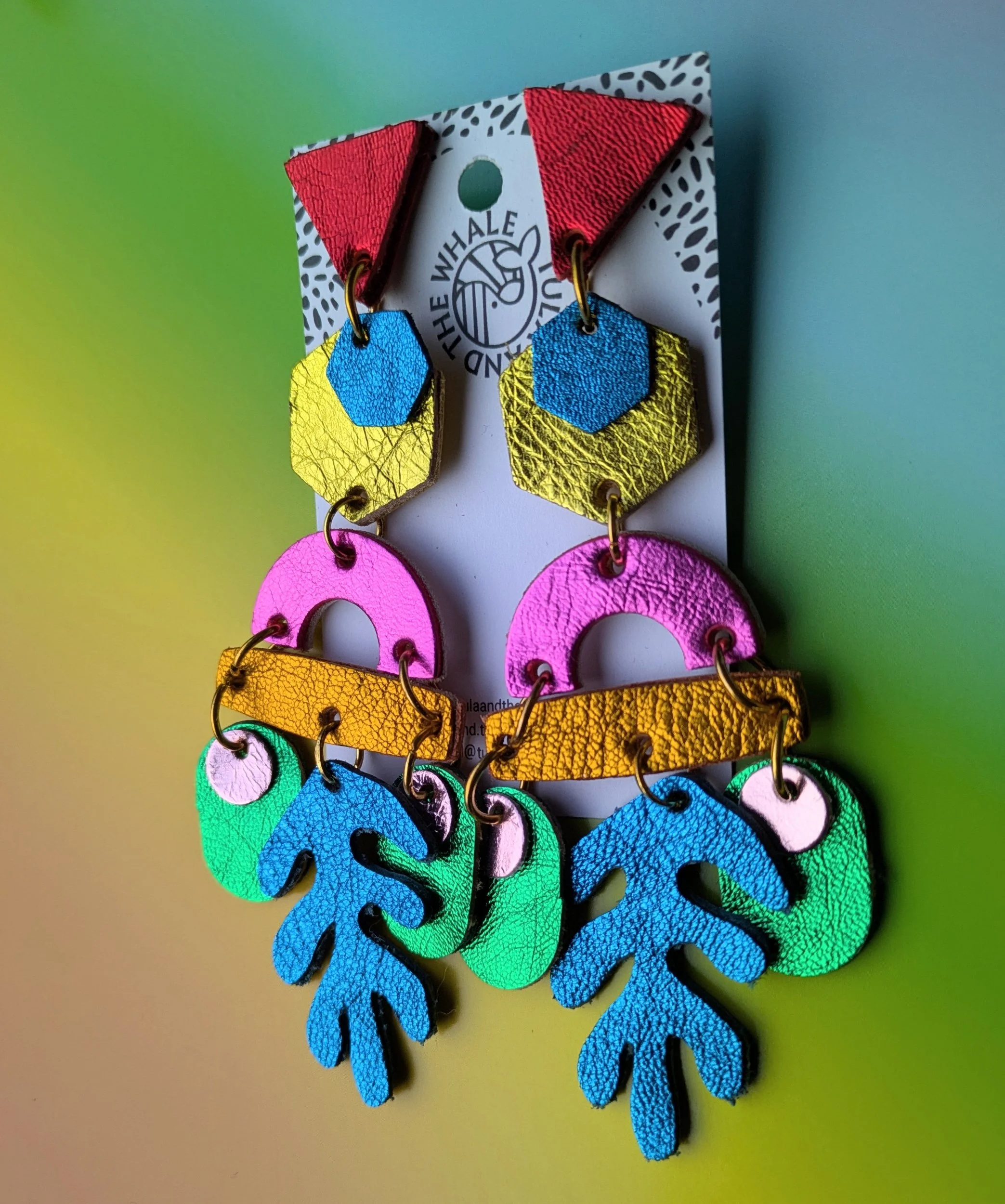 Atlantis Statement Earrings - Multi Coloured Metallic