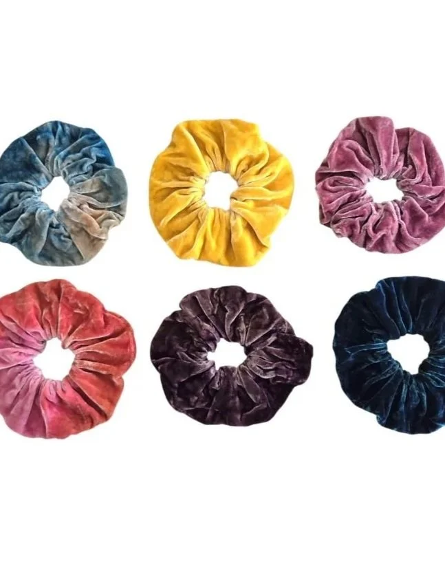 Plant Dyed Silk Velvet Scrunchie (Choose From Set 5)