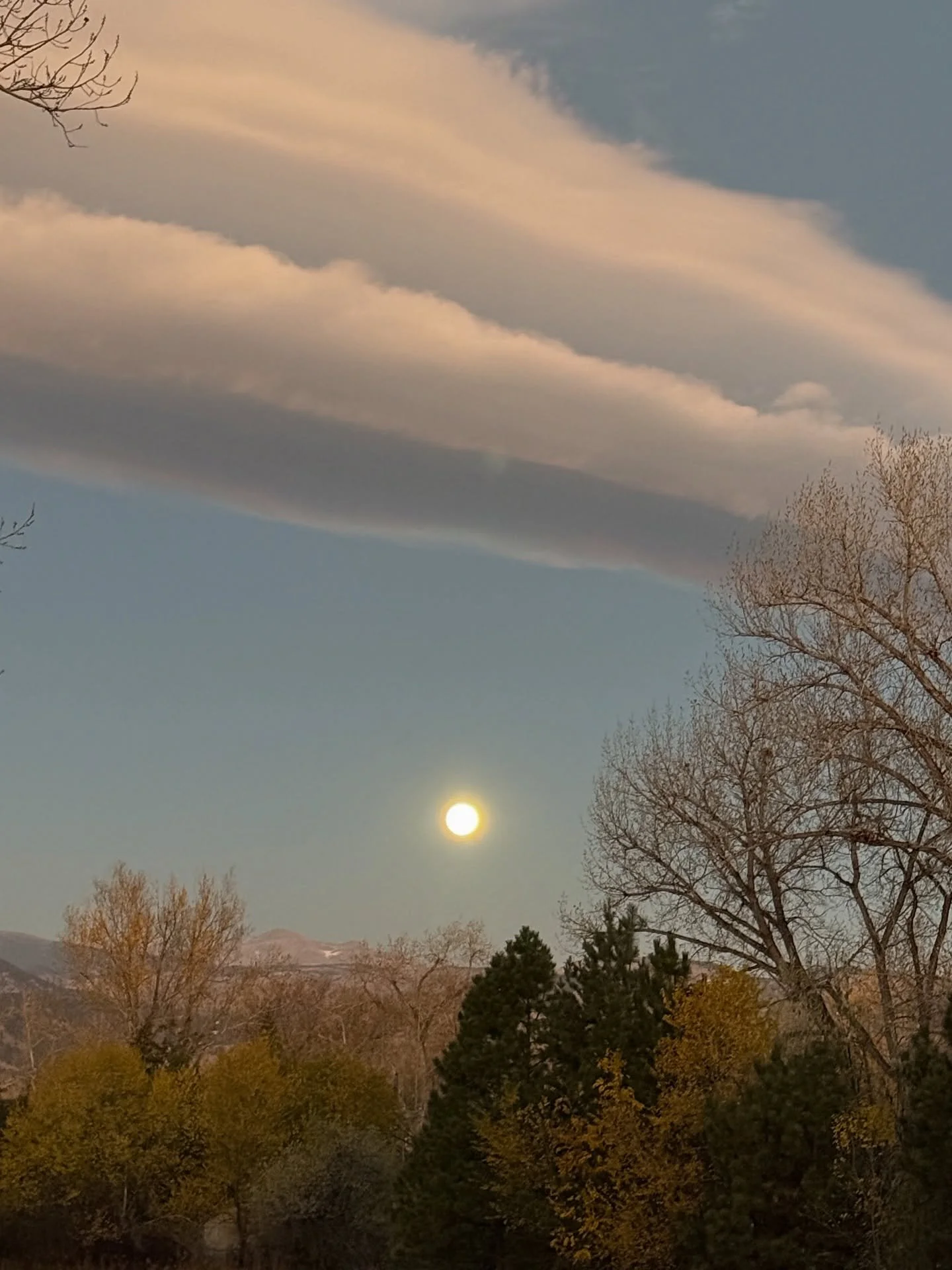 A beautiful full moon at sunrise today.