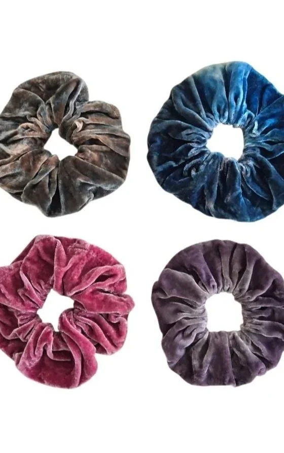 Plant Dyed Silk Velvet Scrunchie (Choose From Set 7)