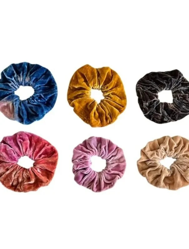 Plant Dyed Silk Velvet Scrunchie (Choose From Set 1)