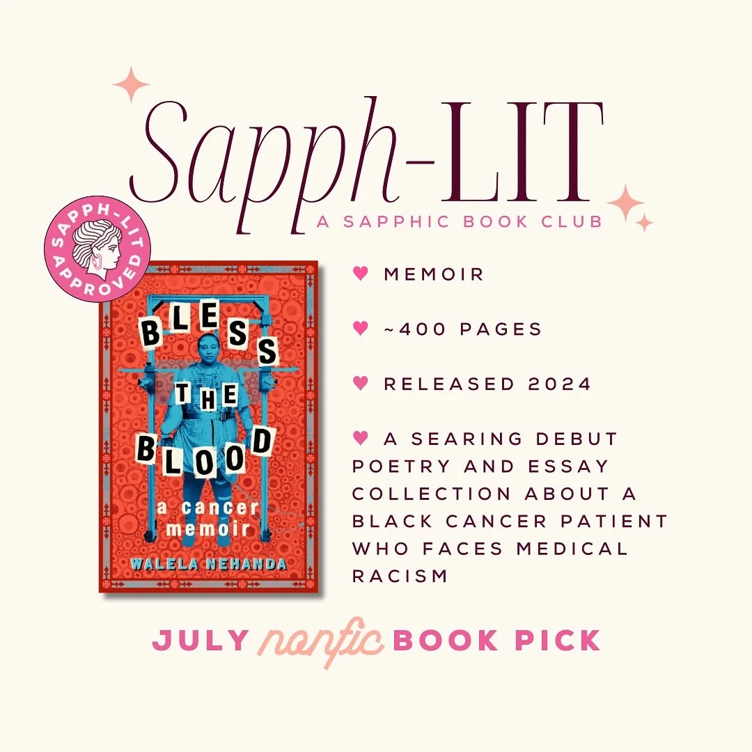 Our July book pick is BLESS THE BLOOD by Walela Nehanda in honor of Disability Pride Month 💗 Get your copy so you can read along with all us Sapph-Litties next month 🫡 Tag @sapphlit to be featured 💅🏼 #sapphlit #bookstagram #disabilitypridemonth♿️