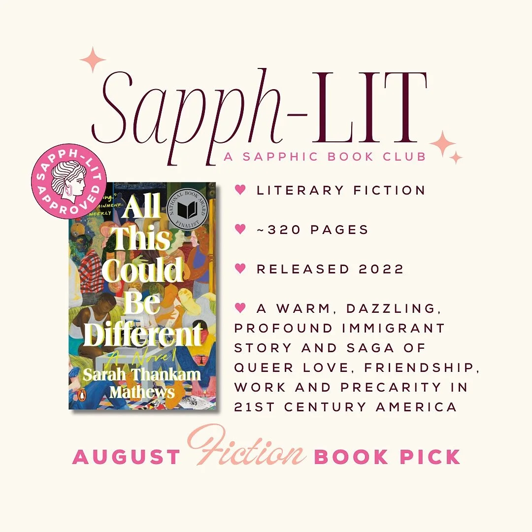 Our August book pick is ALL THIS COULD BE DIFFERENT by @smathewss 💗 Get your copy so you can read along with all us Sapph-Litties this month 🫡 Tag @sapphlit to be featured 💅🏼 #bookstagram #sapphlit