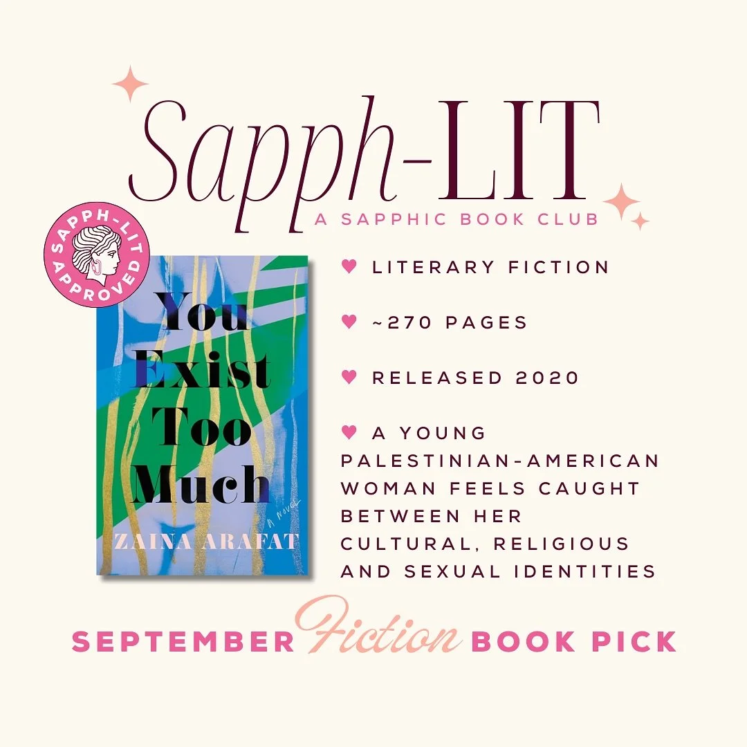Our September book pick is YOU EXIST TOO MUCH by Zaina Arafat 🇵🇸💗✨ Get your copy so you can read along with all us Sapph-Litties this month 🫡 Tag @sapphlit to be featured 💅🏼 #bookstagram #sapphlit #freepalesti̇ne