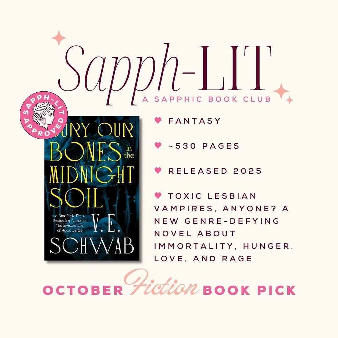 Our October book pick is BURY OUR BONES IN THE MIDNIGHT SOIL by @veschwab 🧛🏻&zwj;♀️🪦🤍✨ Get your copy so you can read along with all us Sapph-Litties this month 🫡 Tag @sapphlit to be featured 💅🏼 #bookstagram #sapphlit #spookyseason