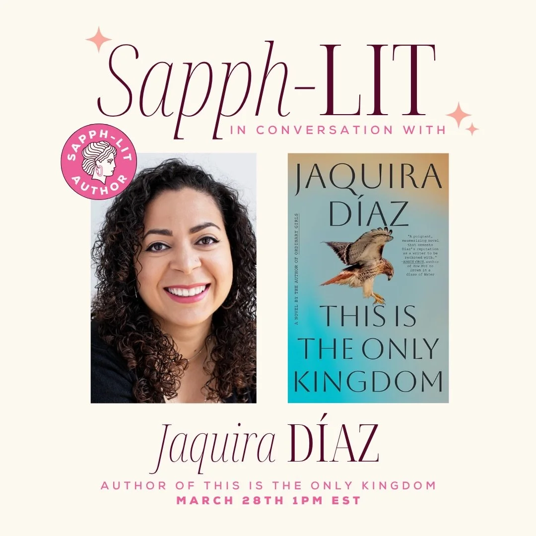 Join us on March 28th for our conversation with @jaquiradiaz all about our March book pick: THIS IS THE ONLY KINGDOM 🇵🇷🩵✨ Drop any questions you have below! xx #sapphlit