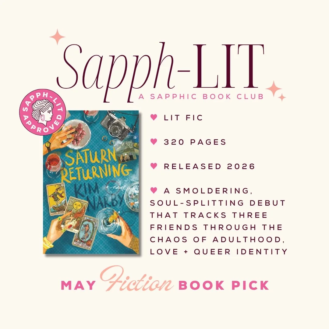 🪐ONE WEEK TIL PUB DAY🪐 Of course May&rsquo;s book pick has to be SATURN RETURNING by @kimnarby, Sapph-Lit&rsquo;s first ever book launch as a publishing imprint with @bindery_books 🖤🍸 Get your copy to read along with all us Sapph-Litties this mon