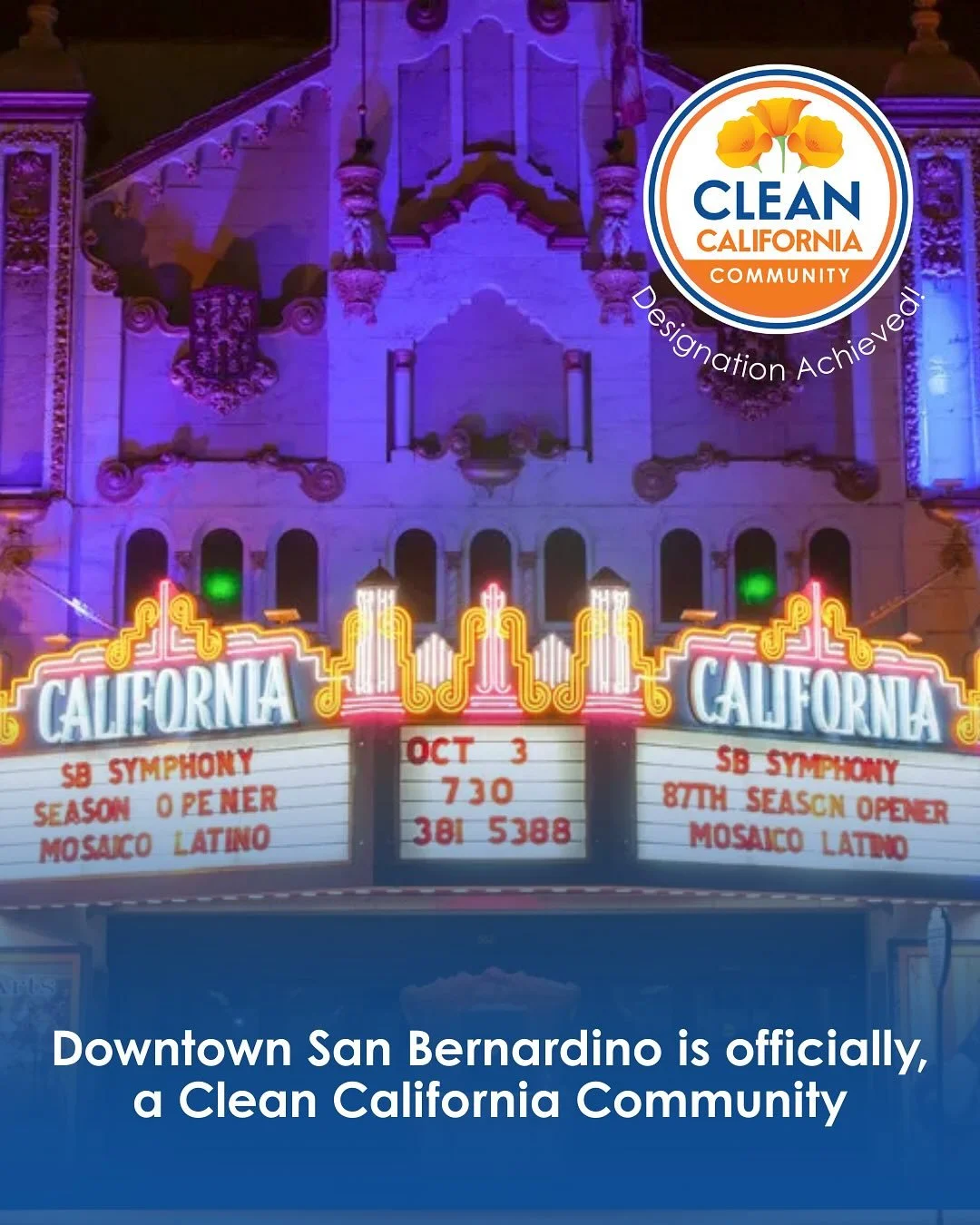 Despite being unfairly saddled with the title of &lsquo;Dirtiest City&rsquo; in the United States, San Bernardino is proving resilience and pride by achieving Clean California Community status!

👏 👏 👏 🥳 🥳 🥳

We are changing the way people view 