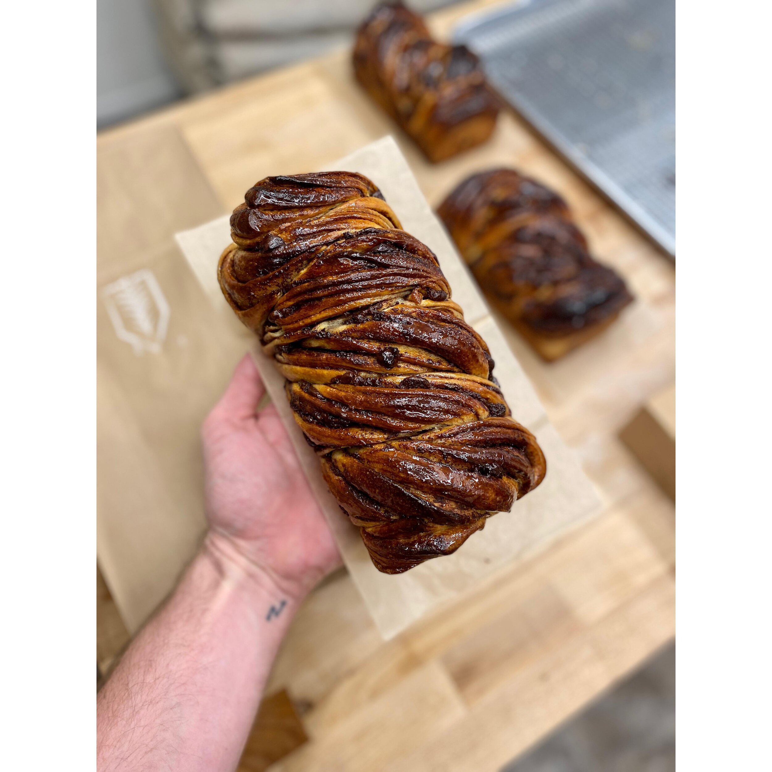 This weeks offerings include: Chocolate &amp; Nutella Babka, Rye Country, Lemon Mint White Chocolate, Rolled Oat &amp; Brown Sugar and Rouge de Bordeaux Baguettes. Snag yours at the link in our bio!