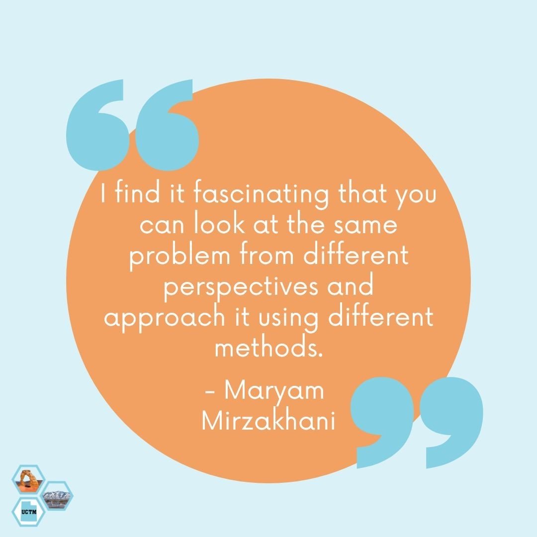 Check out this math quote by Maryam Mirzakhani.⁠
⁠
#Mathing #UtahEducators #MtBos #IteachMath #UCTM