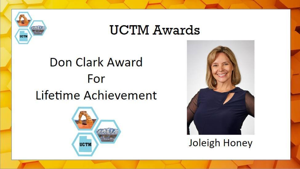 🏆 Congratulations to Joleigh Honey as the recipient of the Don Clark Award for Lifetime Achievement! 🎉⁠
⁠
Joleigh's significant contributions to Utah Math and Math education have paved the way for countless learners and educators. Congratulations, 